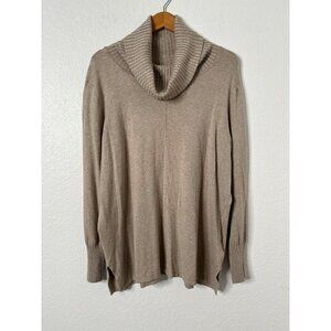 TRIBAL Women's Pullover Mock Turtleneck Ribbed Sweater Beige Size Large